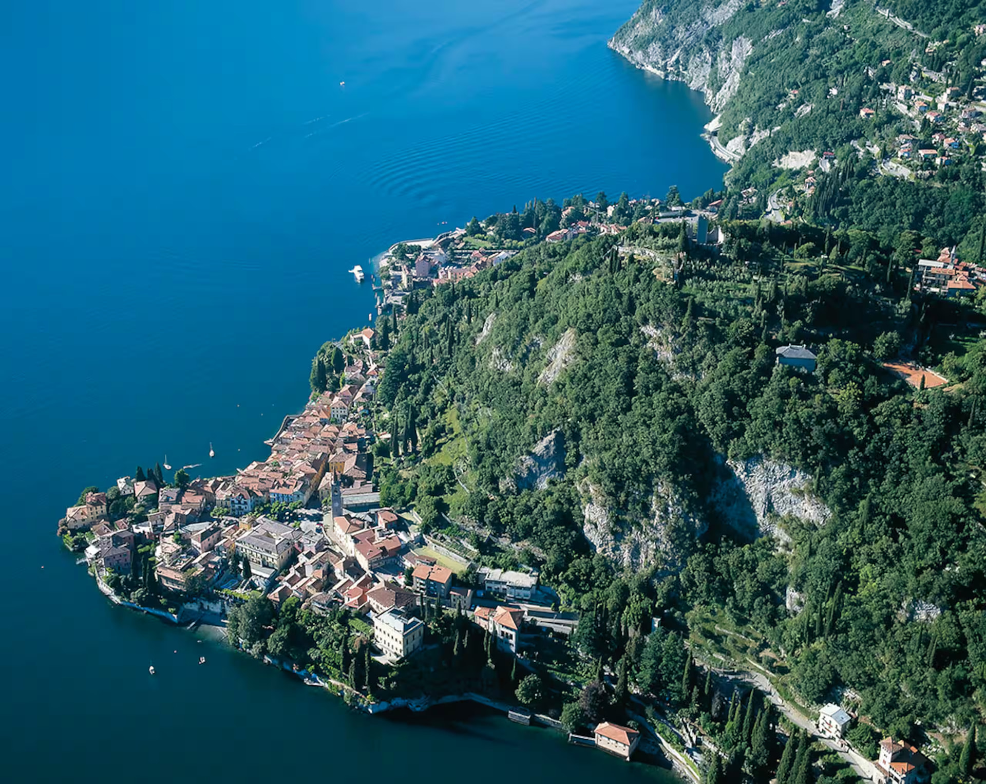 Aerial view of Varenna on Lake Como